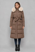Longline Hooded Puffer Coat with Faux Fur Trim