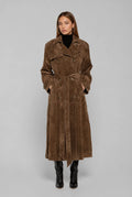 Suede Double-Breasted Trench Coat