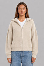 Zip-Up Ribbed Cardigan
