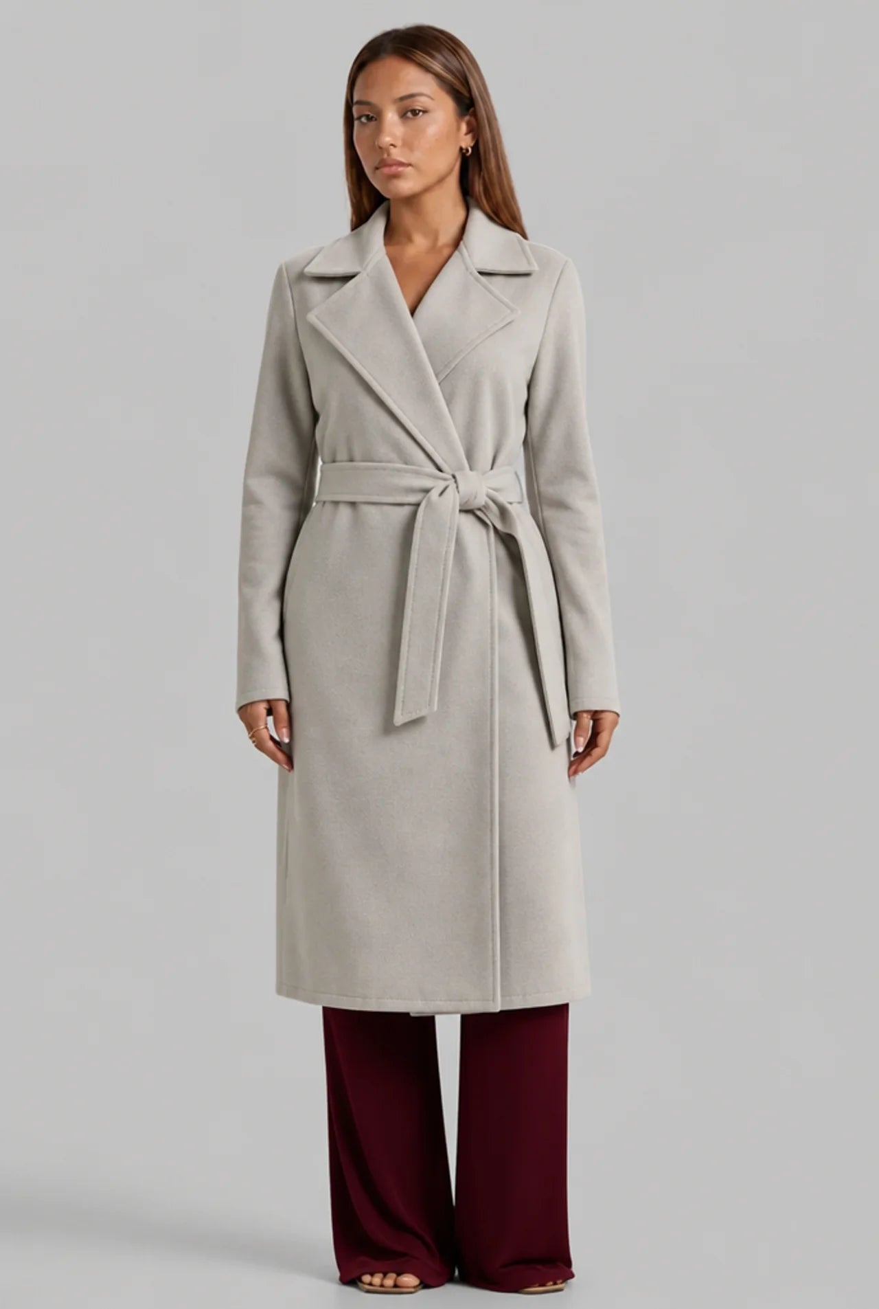 Longline Belted Wrap Coat