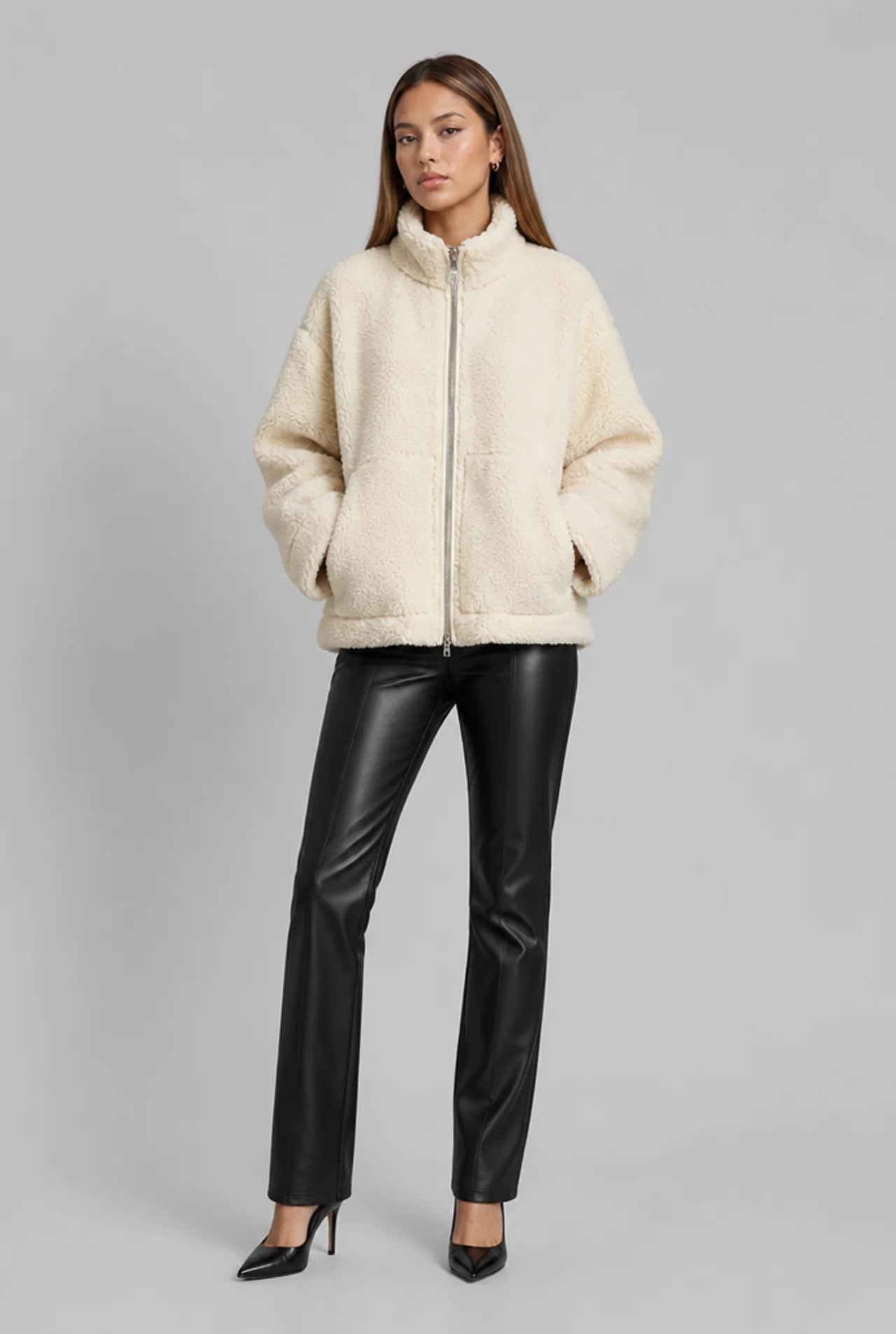 Oversized Teddy Fleece Zip Jacket