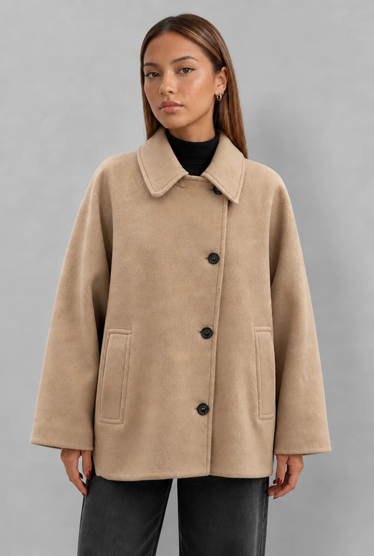 Oversized Cape Sleeve Wool Coat