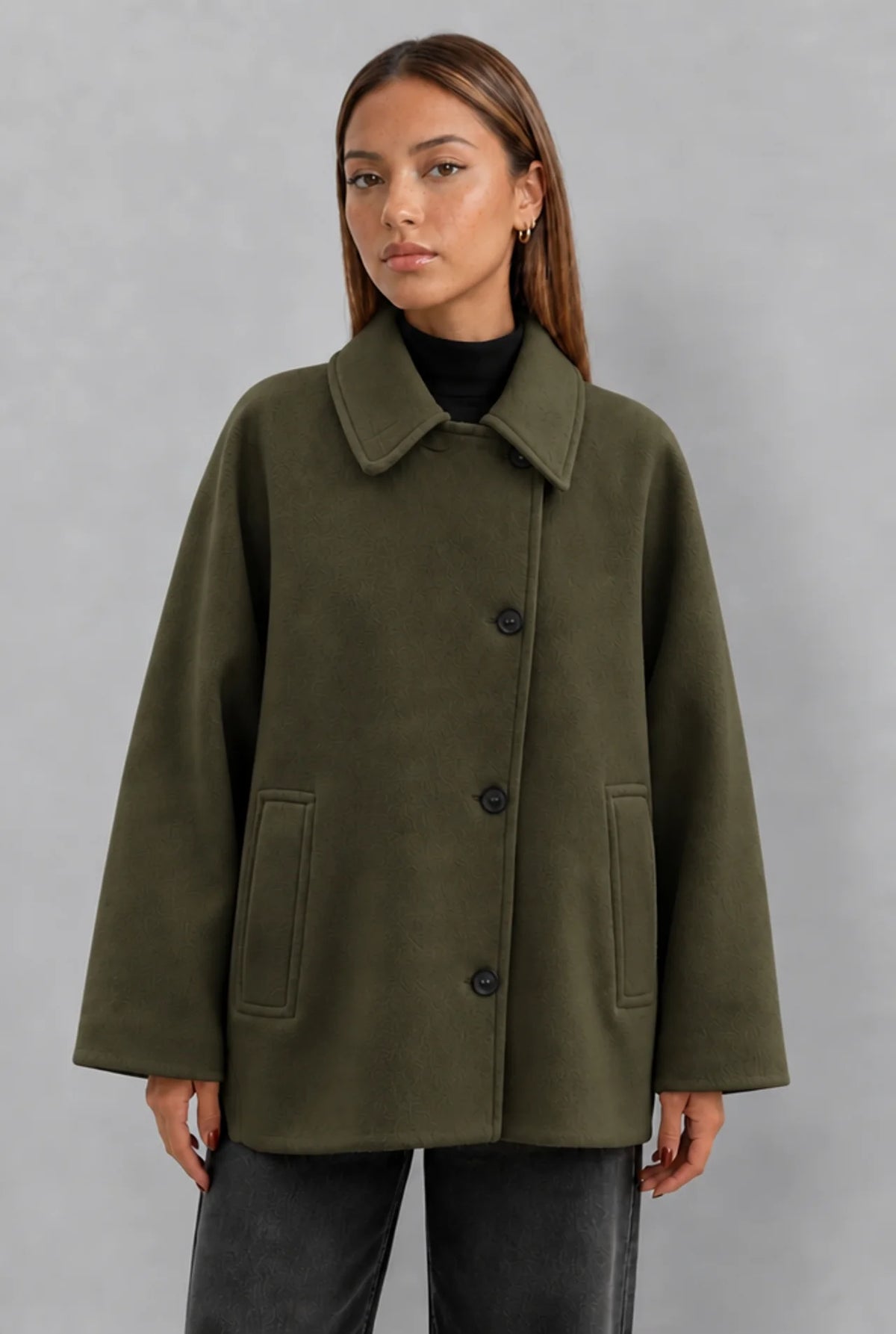 Oversized Cape Sleeve Wool Coat