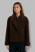 Cropped Double-Breasted Wool Coat
