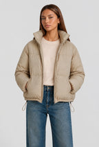 Cropped Funnel Neck Puffer Jacket