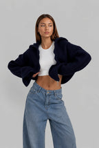 Zip-Up Ribbed Cardigan
