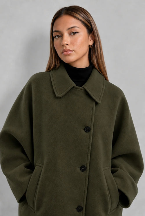 Oversized Cape Sleeve Wool Coat