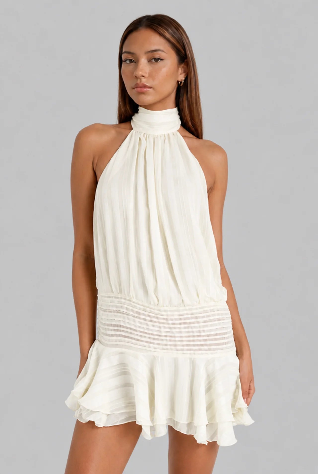 Halter Neck Drop Waist Mini Dress