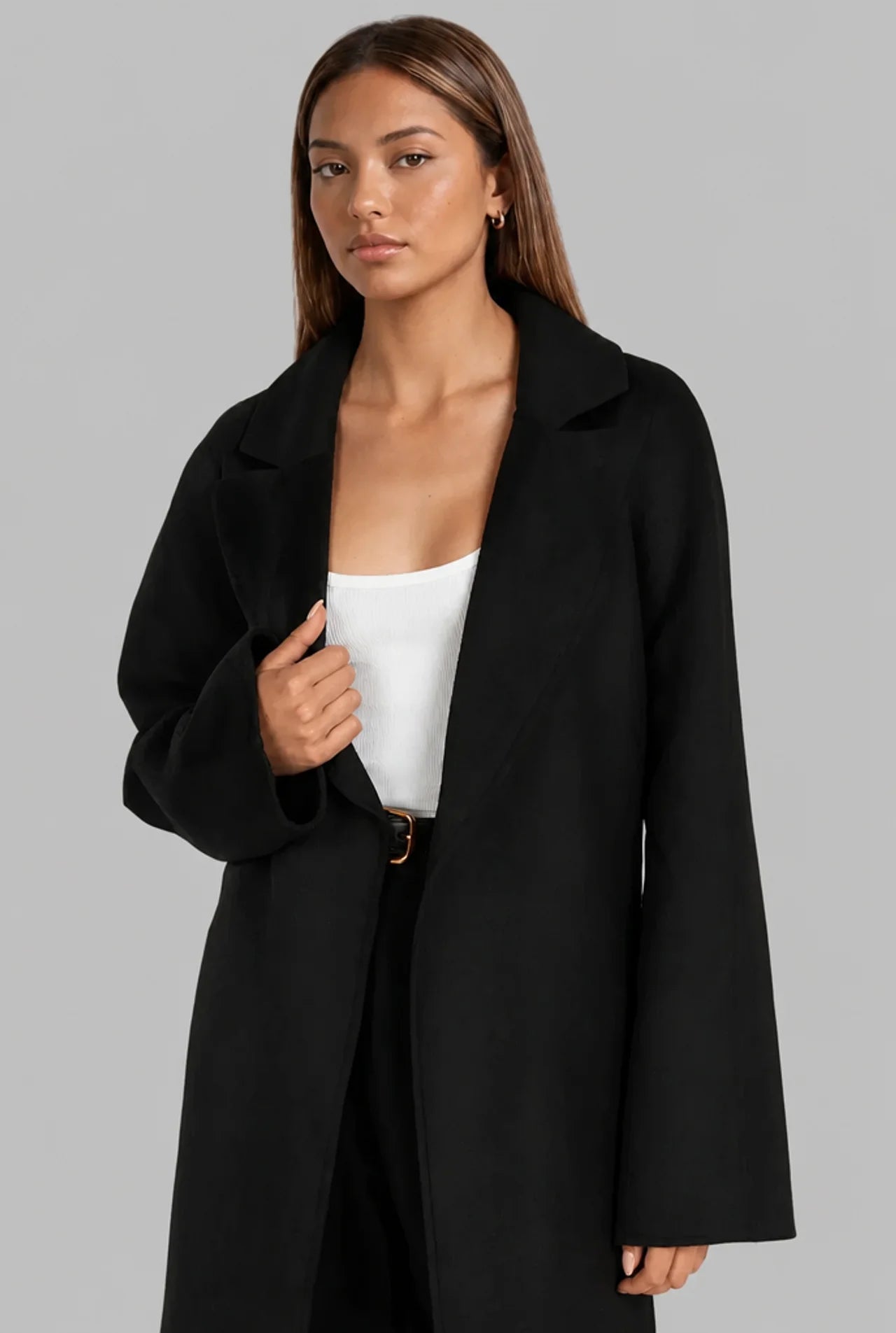 Longline Belted Wrap Coat