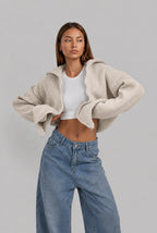 Zip-Up Ribbed Cardigan