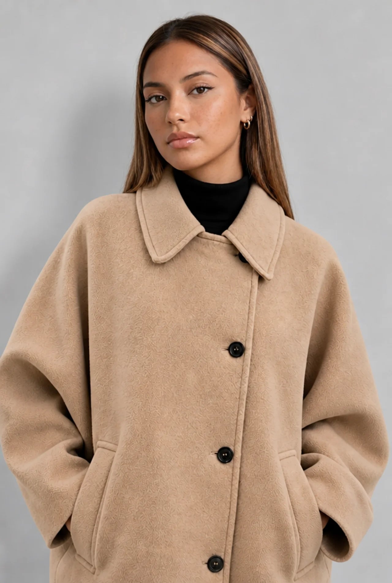 Oversized Cape Sleeve Wool Coat