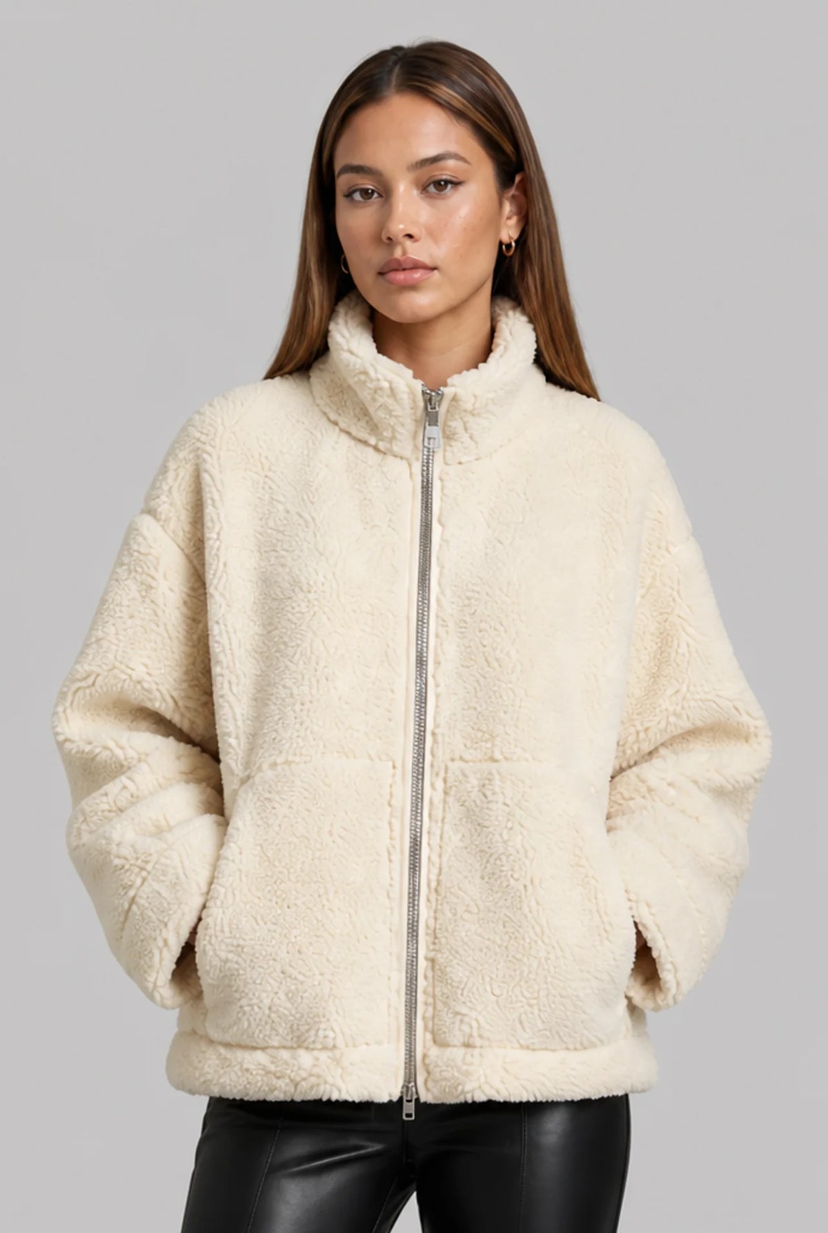 Oversized Teddy Fleece Zip Jacket