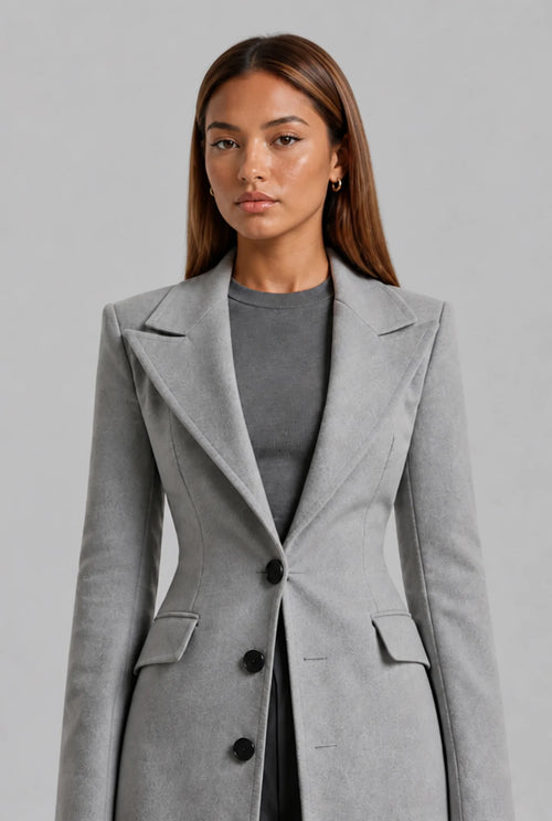 Belted Notch Lapel Wool Coat