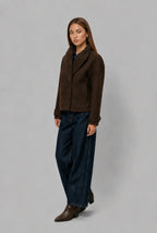 Cropped Double-Breasted Wool Coat