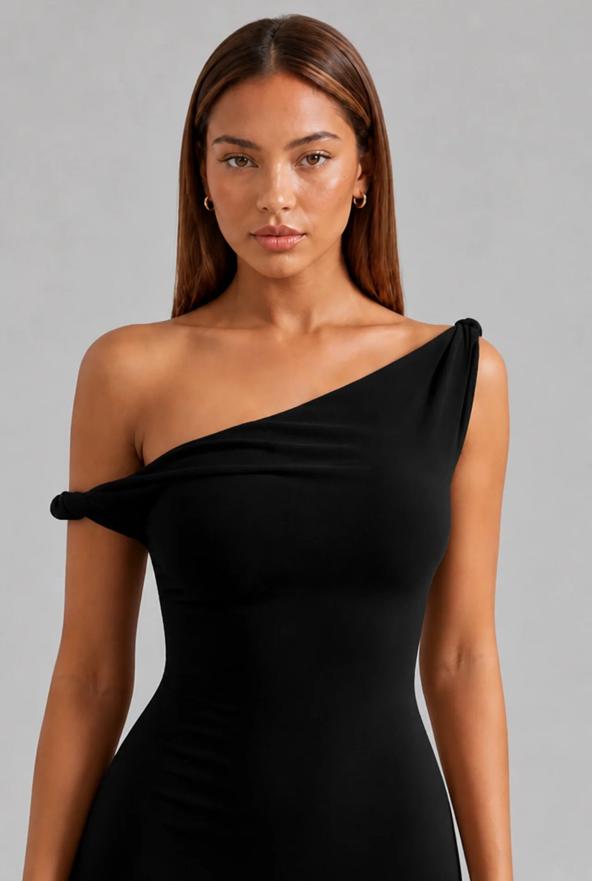 Off Shoulder Fishtail Column Maxi Dress