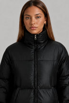 Cropped Funnel Neck Puffer Jacket