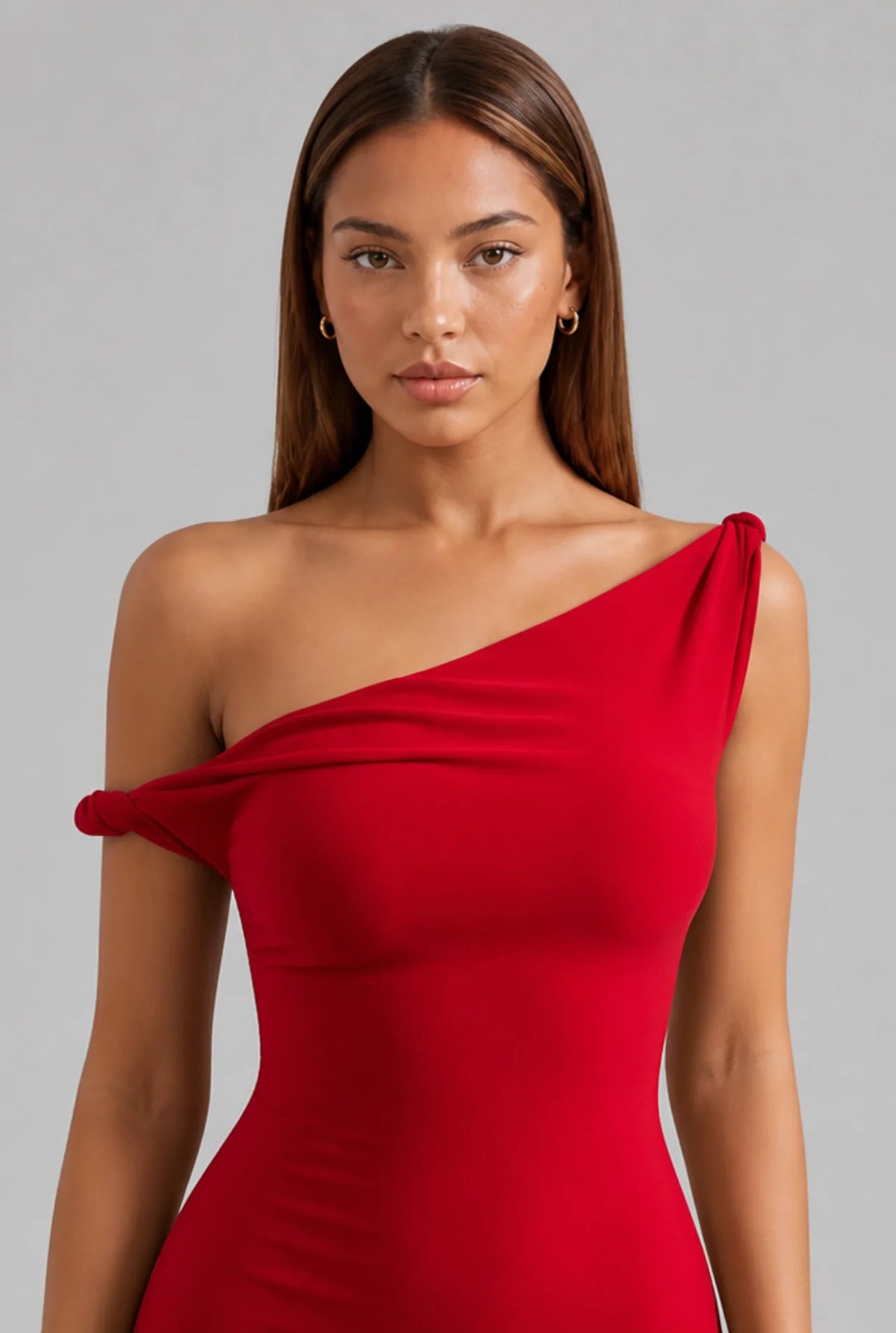 Off Shoulder Fishtail Column Maxi Dress