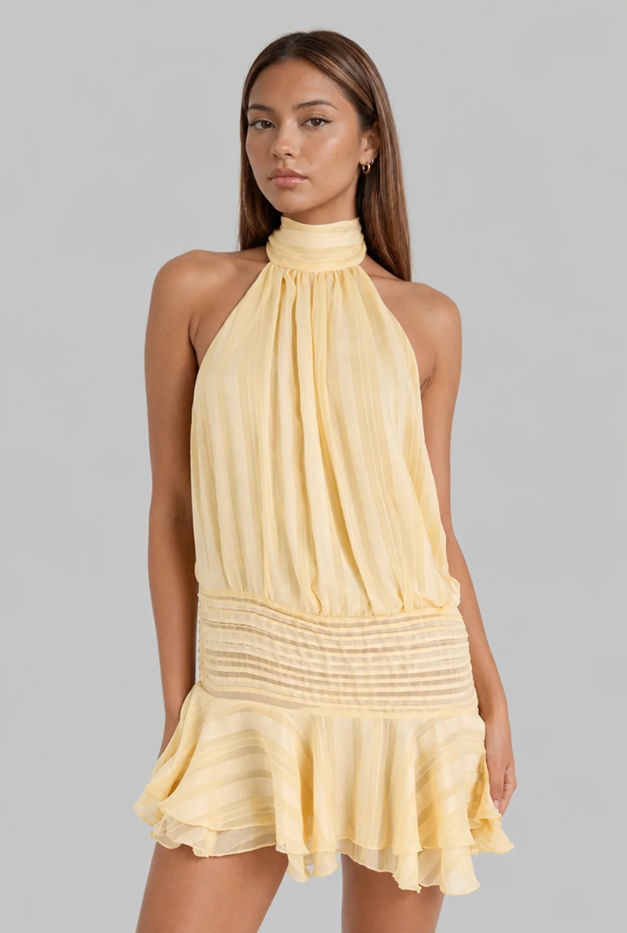 Halter Neck Drop Waist Mini Dress