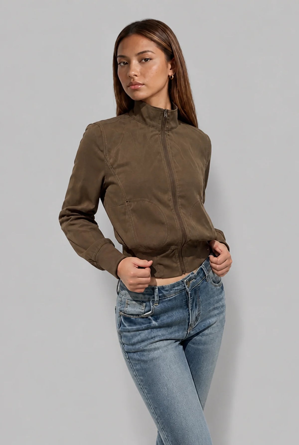 Cropped Jacket with Cinched Waist