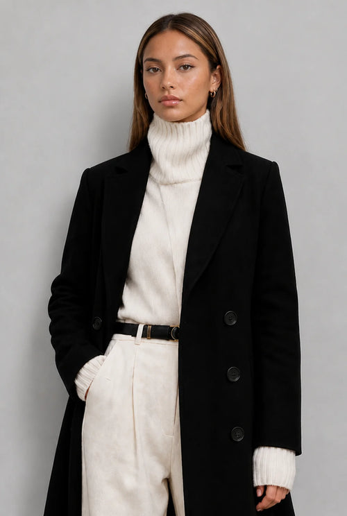 Longline Double-Breasted Wool Coat