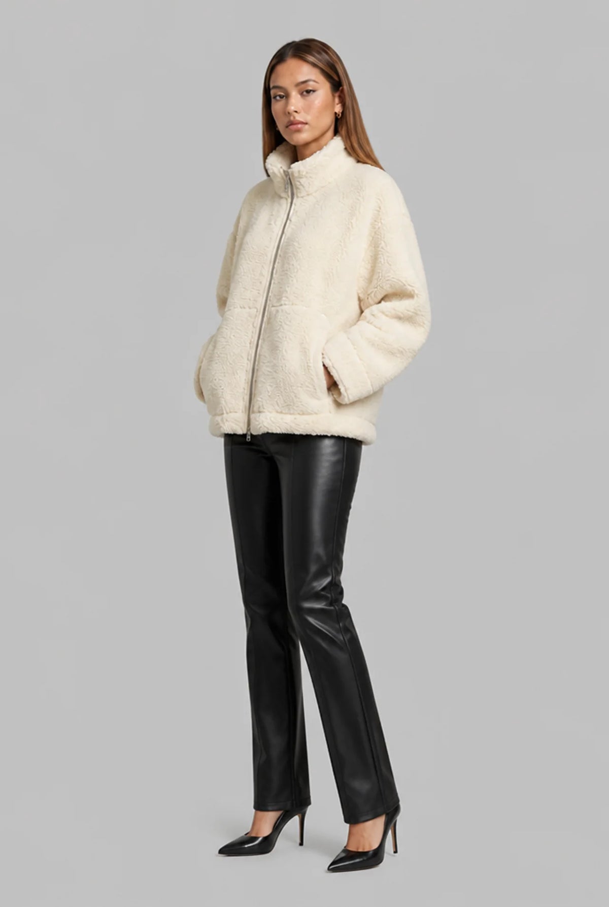 Oversized Teddy Fleece Zip Jacket