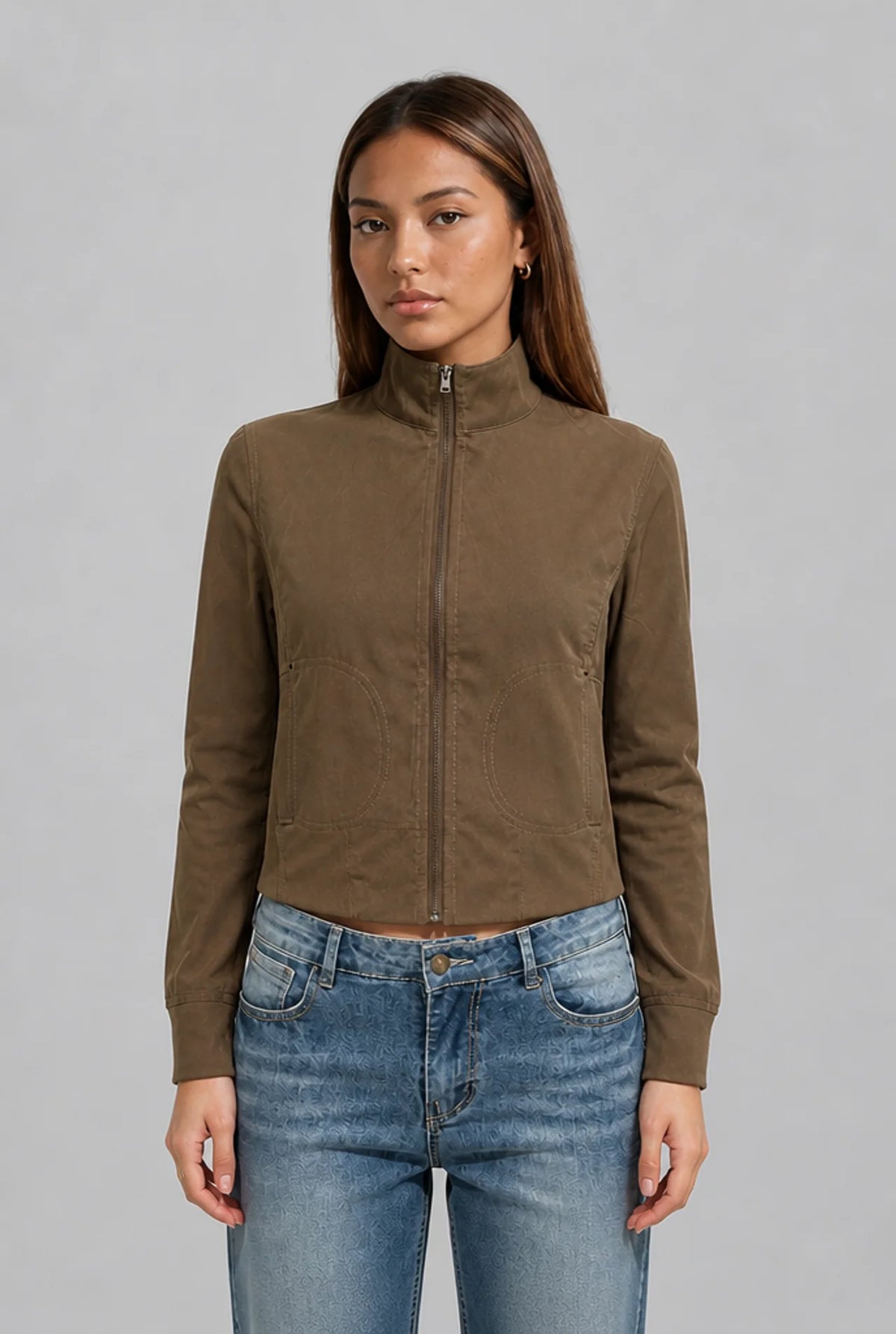 Cropped Jacket with Cinched Waist