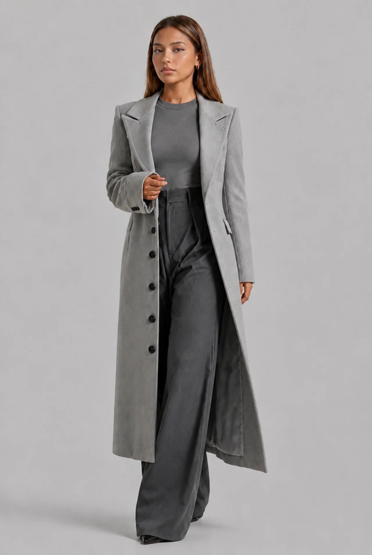 Belted Notch Lapel Wool Coat
