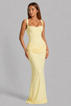 Lace-Up Corset Column Gown Maxi Dress