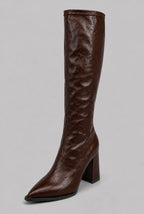 Pointed Toe Knee-High Boots with Block Heel