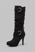 Slouchy Buckle Knee-High Stiletto Boots
