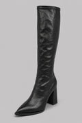Pointed Toe Knee-High Boots with Block Heel