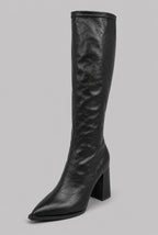 Pointed Toe Knee-High Boots with Block Heel