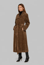 Suede Double-Breasted Trench Coat