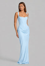 Lace-Up Corset Column Gown Maxi Dress