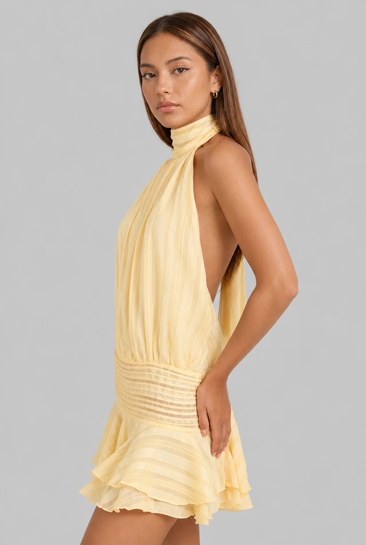 Halter Neck Drop Waist Mini Dress