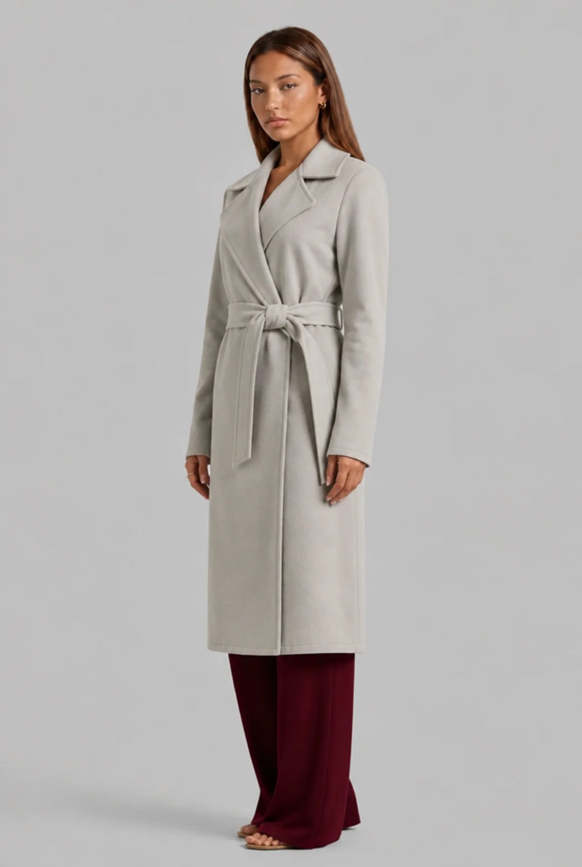 Longline Belted Wrap Coat