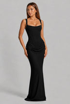 Lace-Up Corset Column Gown Maxi Dress