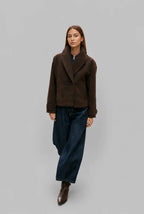 Cropped Double-Breasted Wool Coat