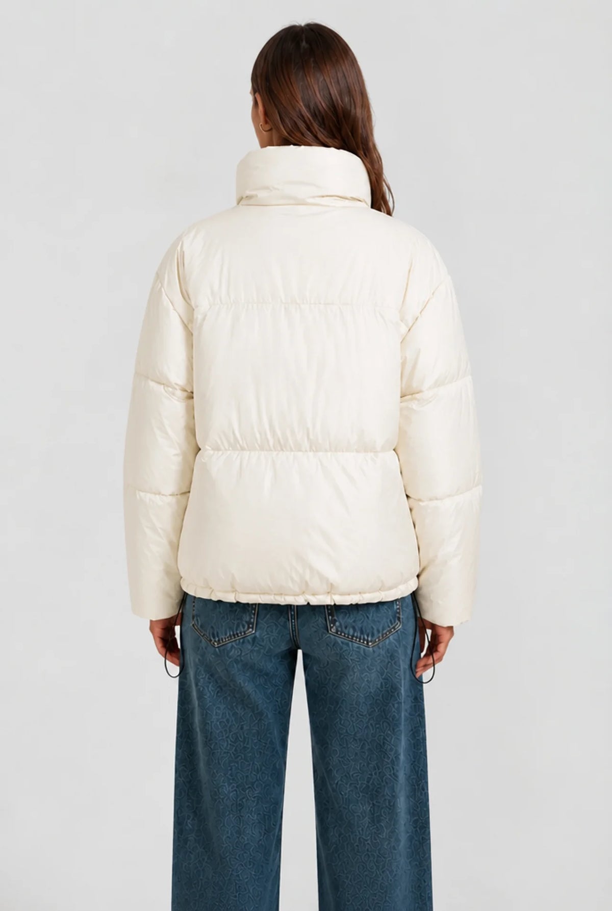 Cropped Funnel Neck Puffer Jacket