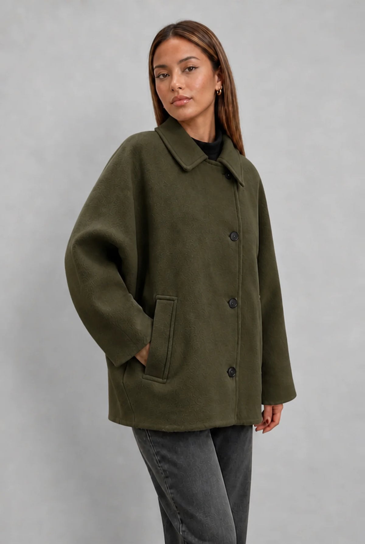 Oversized Cape Sleeve Wool Coat