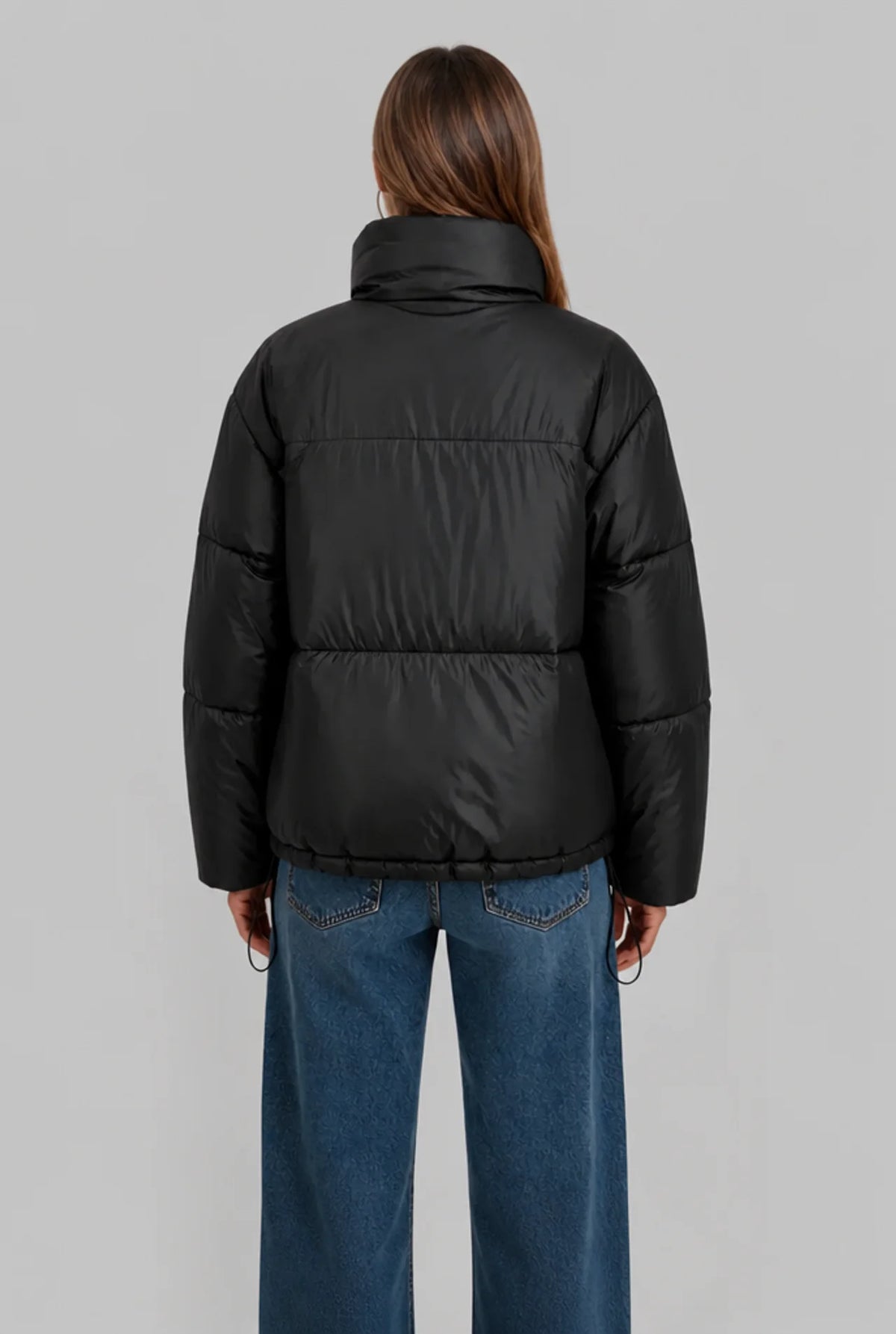 Cropped Funnel Neck Puffer Jacket
