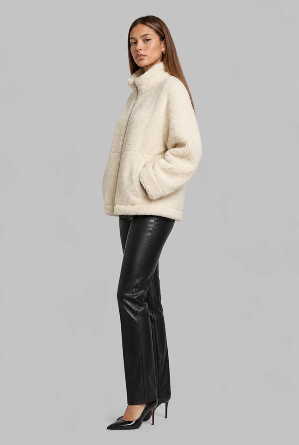 Oversized Teddy Fleece Zip Jacket