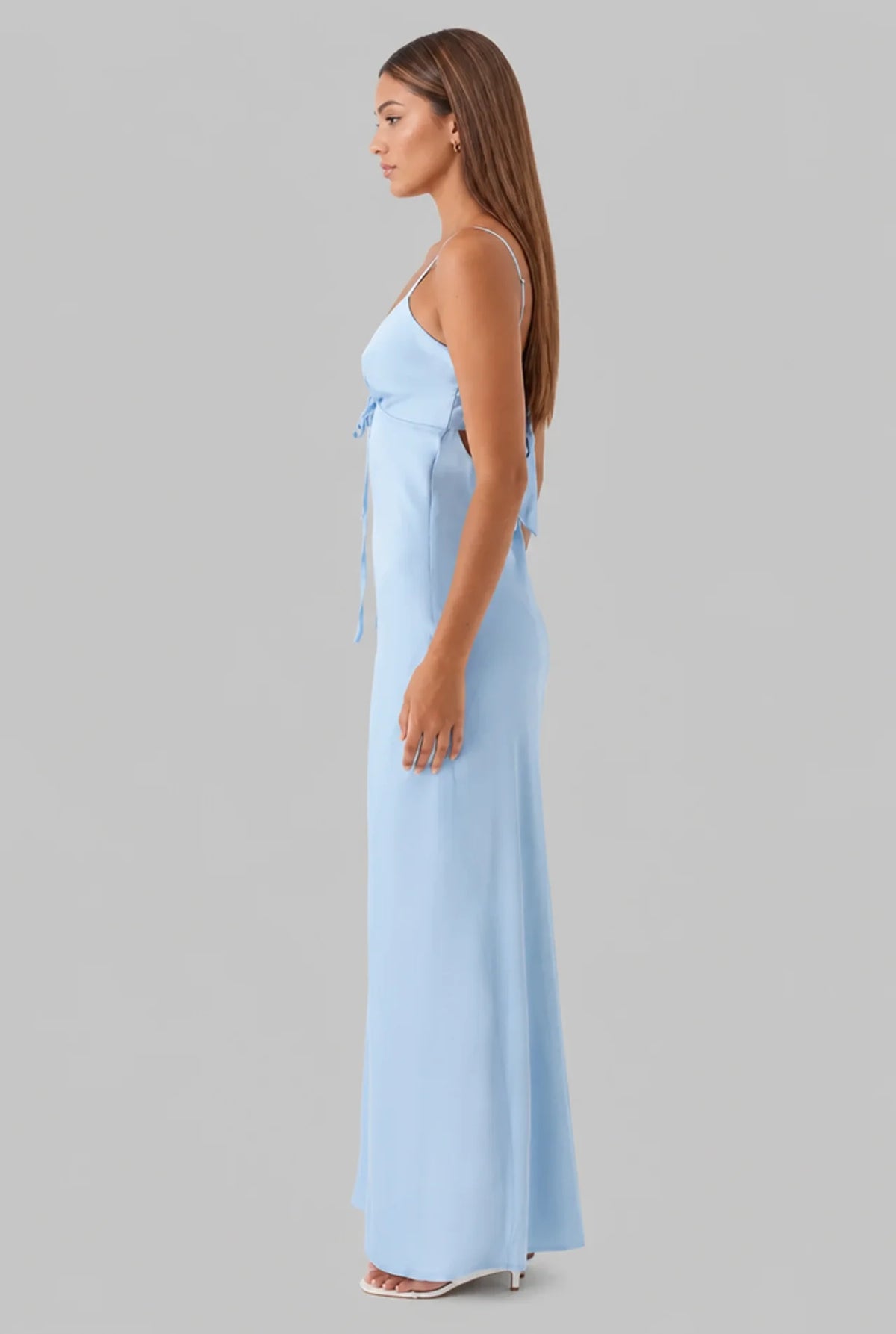 Satin Slip Tie Front Maxi Dress