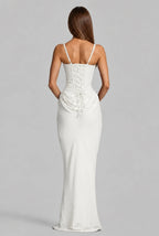 Lace-Up Corset Column Gown Maxi Dress