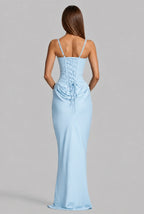 Lace-Up Corset Column Gown Maxi Dress