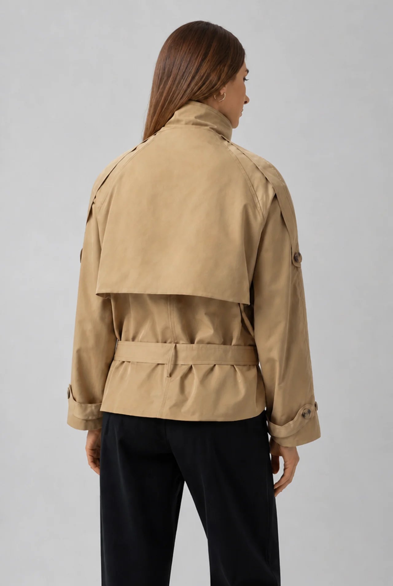 Cape Sleeve Double-Breasted Trench Jacket