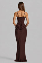 Lace-Up Corset Column Gown Maxi Dress