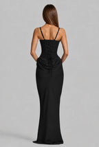 Lace-Up Corset Column Gown Maxi Dress
