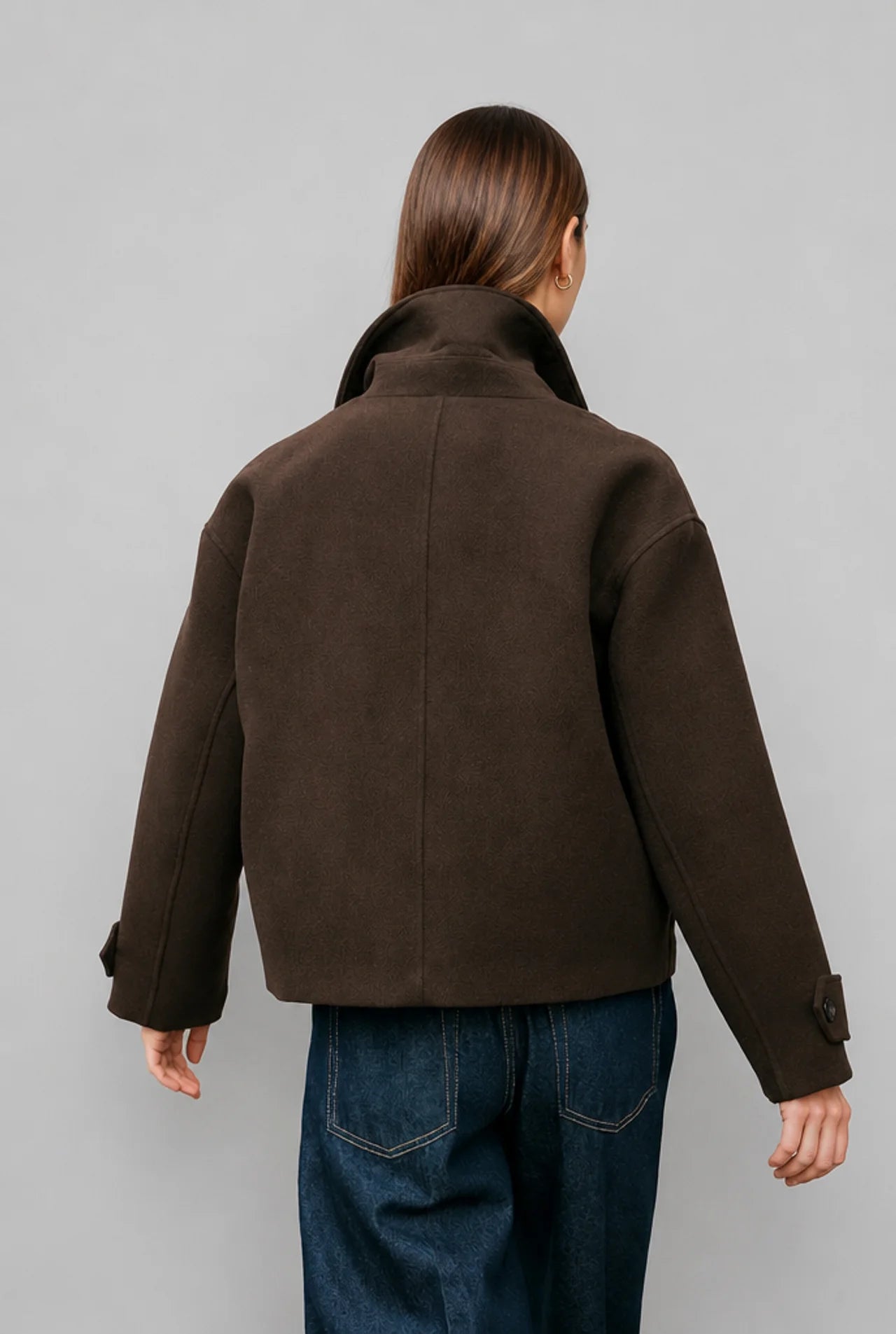 Cropped Double-Breasted Wool Coat