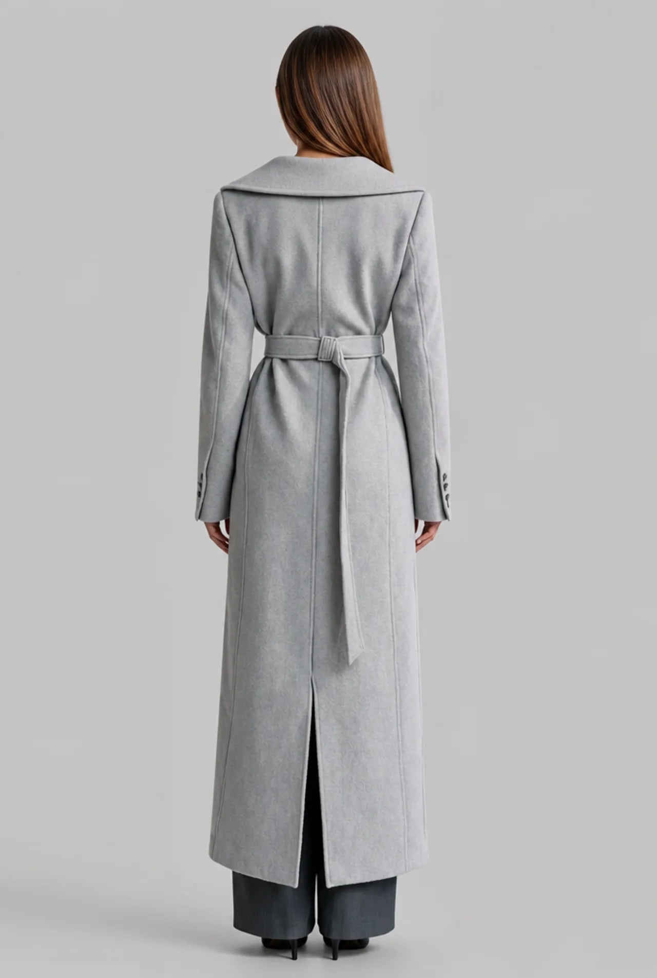 Belted Notch Lapel Wool Coat